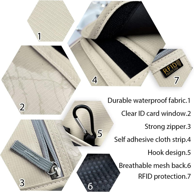 Jonyee Travel Neck Wallet, RFID Blocking Passport Holder with Adjustable Neck Strap for Men and Women to Keep Cash, Credit Cards and Travel Documents Safe - Beige - Image 3